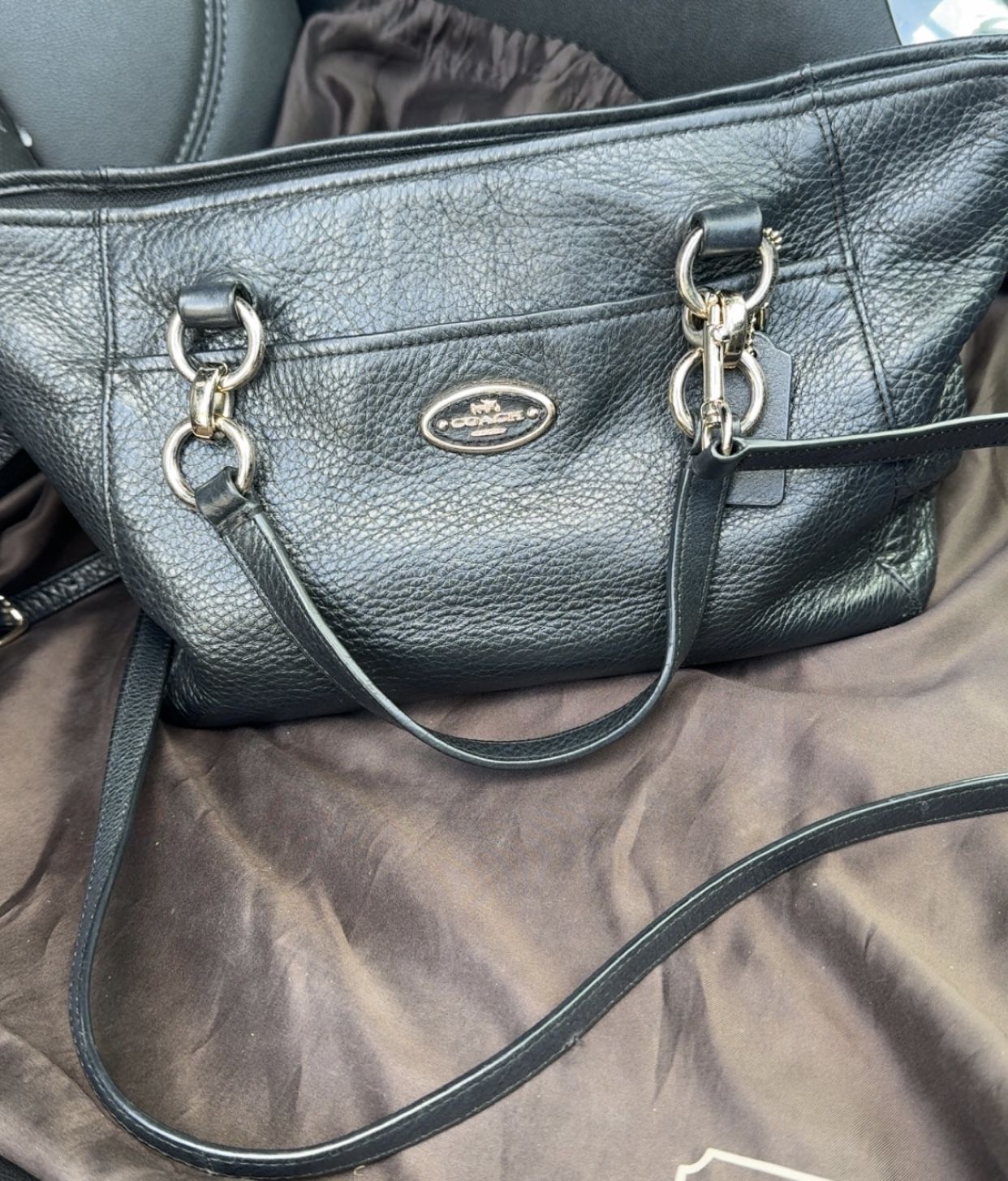 Coach Handbag / Crossbody Black Pebbled Leather