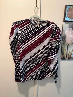 Karl Lagerfeld Striped Puff Sleeve BLagerfeld  Blouse size small