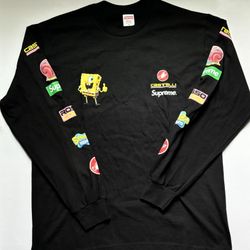 Black Supreme SpongeBob L/S Tee Sizes medium,large