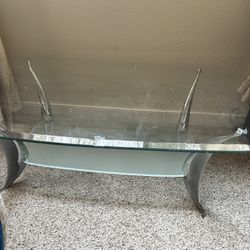 Glass Coffee Table And Side Table 