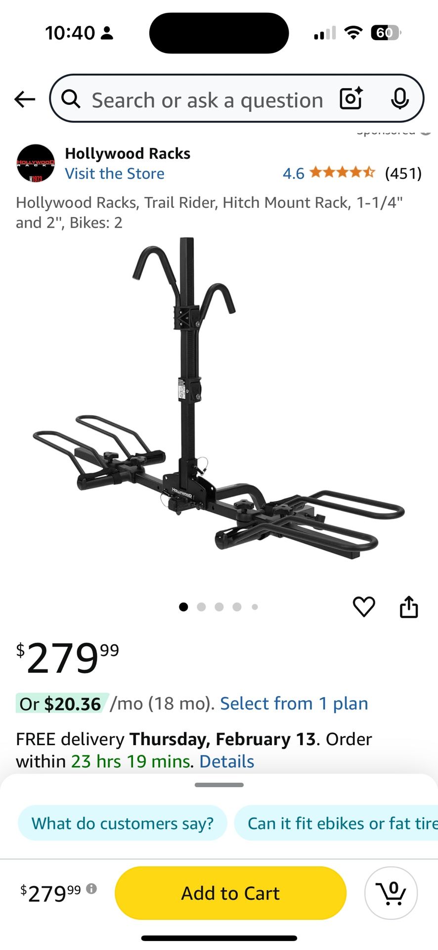 Hollywood RV E-Bike Rack