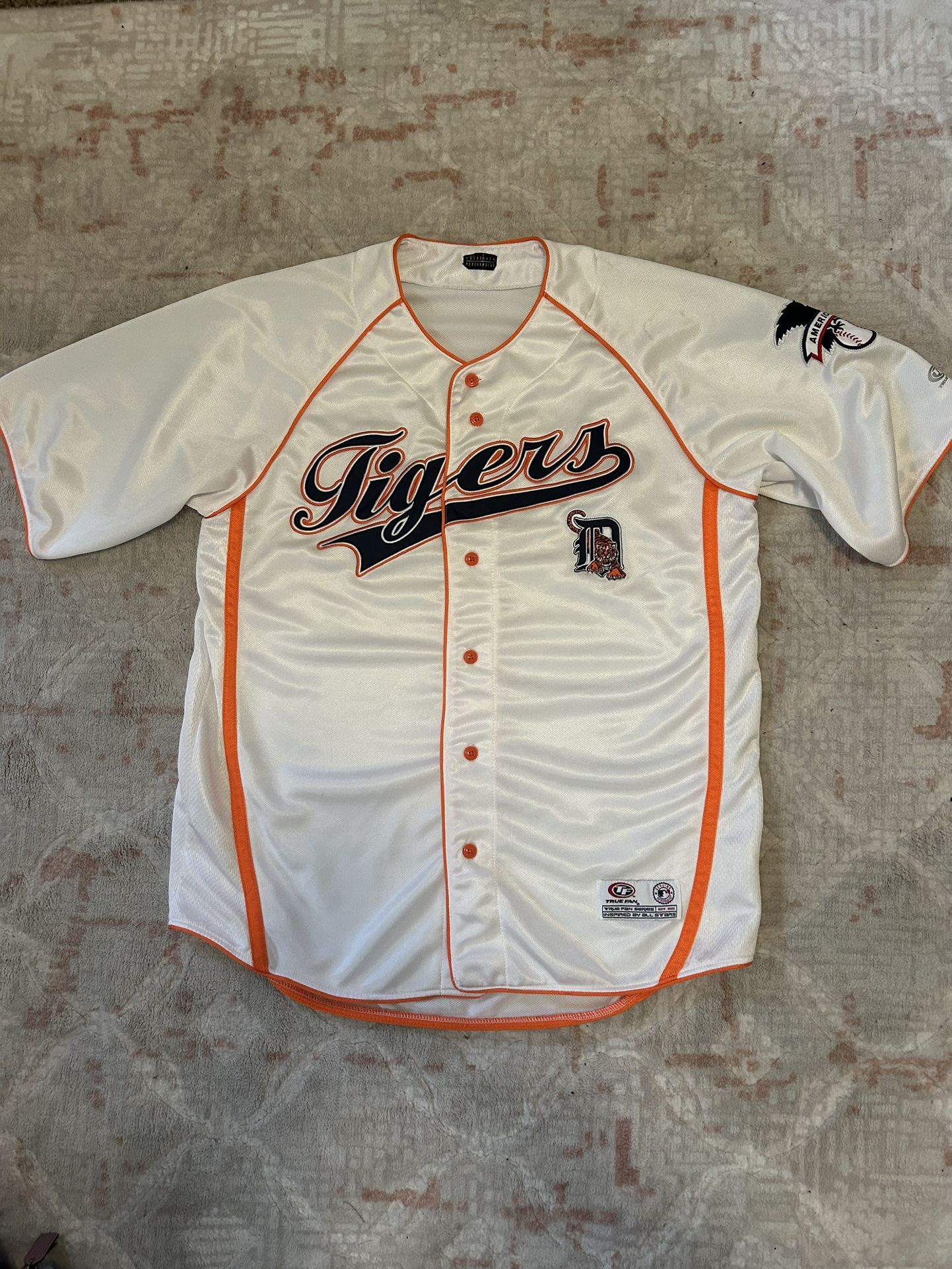 Detroit Tigers MLB True Fan Baseball White Button-Up Jersey