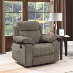 Brand New Mocha Velvet Glider Reclining Chair