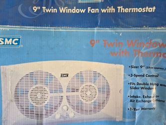 SMC 9" Twin Window Fan with Thermostat