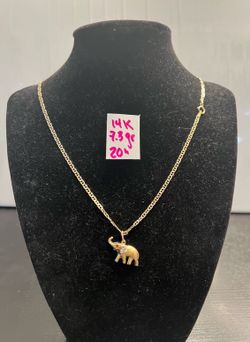 14K Solid Gold Chain and Pendant For Wedding 7.3Gr 20 Inches Long