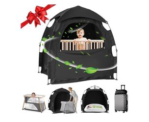 YABORAS Sleep Tent for Pack N Play, Baby Sleep Tent One-Click Assembly Effective Light Blocking Tent for Sleep Pod & Mini Crib, Light Blocking Tent fo