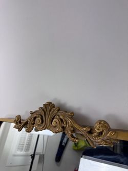 Jamie Young Ravena Gold Floor Mirror 65in - Arched with Ornate Crest, Leaner