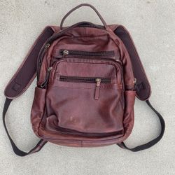 Maroon Leather Backpack 