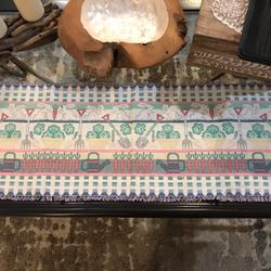 36” x 13” EASTER SPRING Pastel Color TABLE RUNNER Fringe Edges Garden Theme