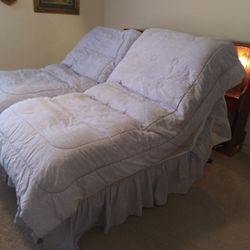 $100 Posturepedic Split King Remote Adjustable Bed - Complete Set with Lighted Headboard & Nightstands