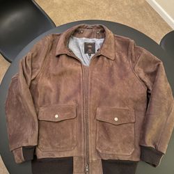 Flint and Tinder Golden Bear Leather Bomber in Tobacco Brown - XL