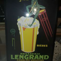 Quality Vintage Large Poster Airbrush Glass And Frame Frog Advertising