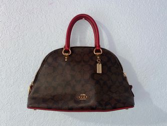 Coach Katy Satchel in Signature Canvas Brown/Red