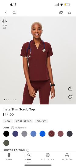 BNIB FIGS INALA SCRUB TOP BURGUNDY XS