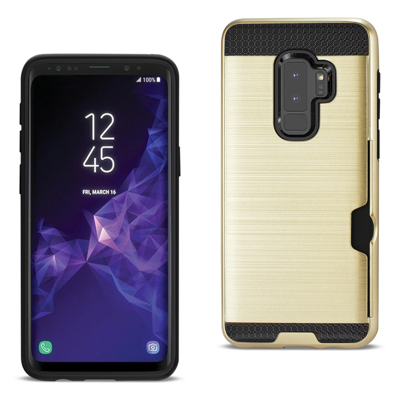 Reiko Samsung Galaxy S9 Plus Hybrid Case With Card Holder In Gold