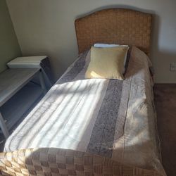 Bamboo Twin Bed, Frame, Dresser, And A Matching Lamp