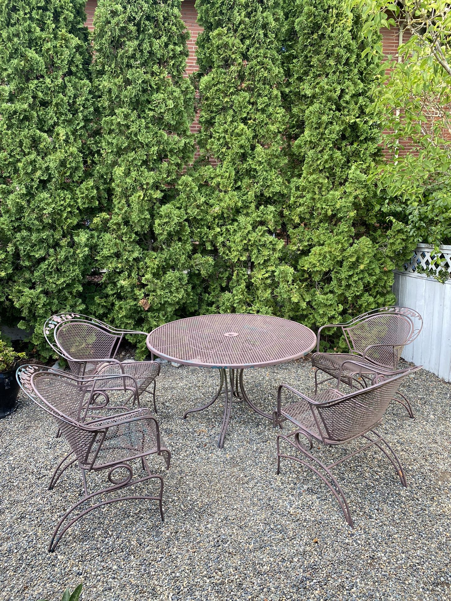 Patio Dining Table, Chairs And Bench