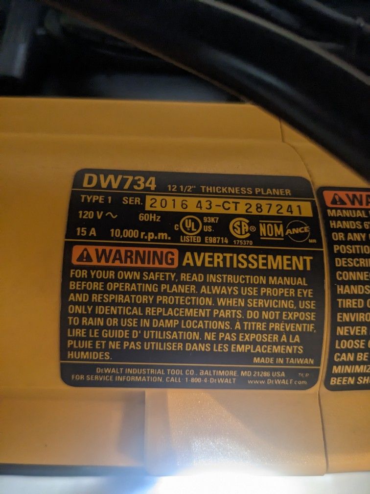 DeWalt 121/2" Thickness Planer( Precio Firme / Firm Price) for Sale in