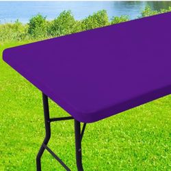 Spandex 6 Foot Rectangle Table Cloth, Elastic Fitted Tablecloths for Picnic, Stretch Washable Patio Table Cover for Outdoor, Camping, Banquet and Part