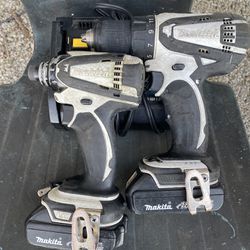 Makita Impact And Drill With 2 Batteries And Charger 