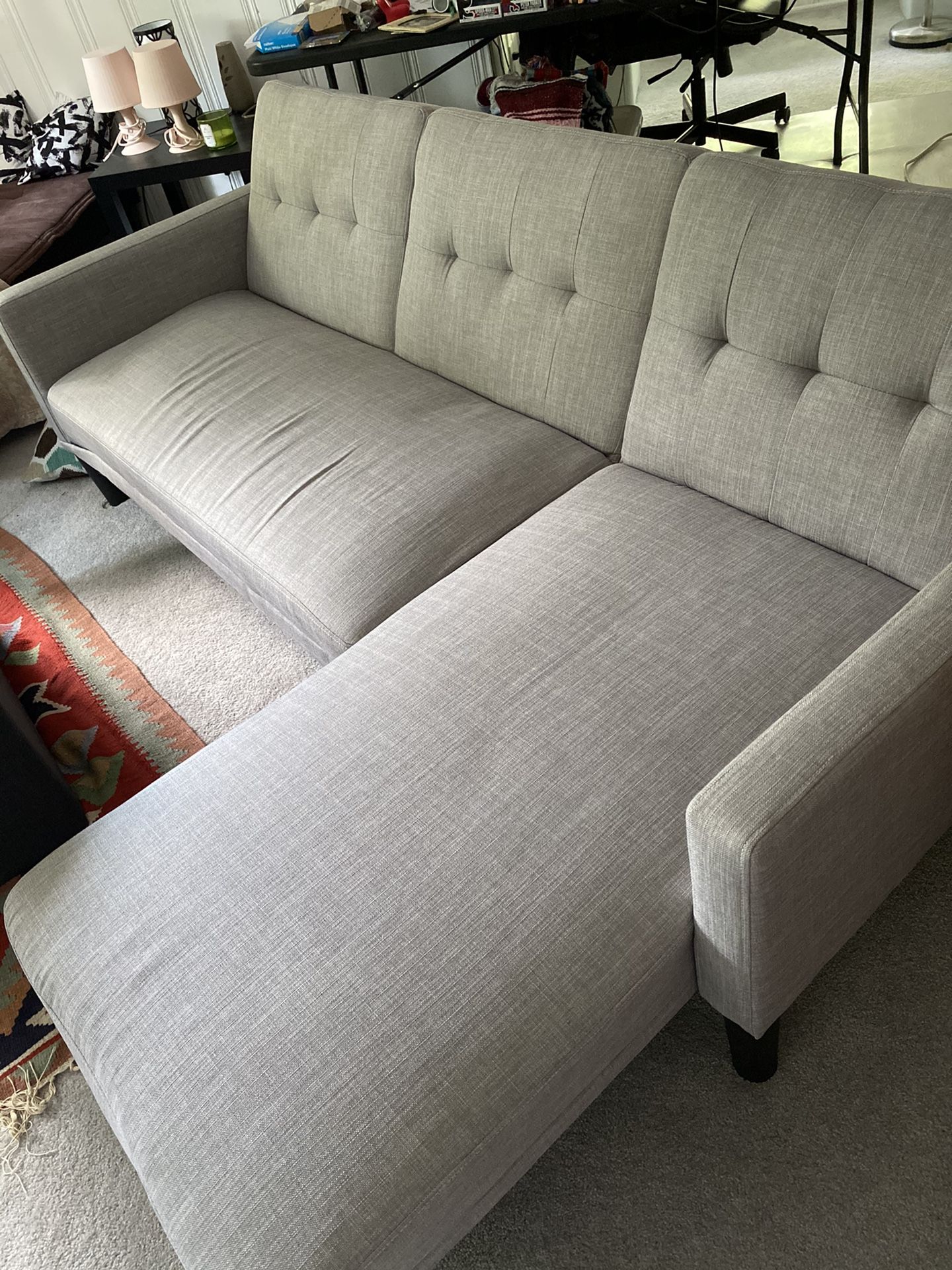 New Barely Used Light Grey Sectional Futon $250