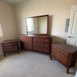 $299 Saturday only! Dresser, 2 Nightstands, & Mirror.