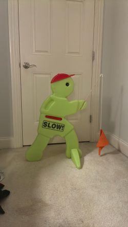Crossing sign with rare fishing pole flag. Previously owned by brayden martin