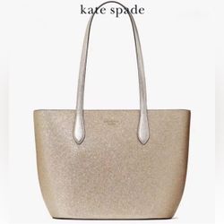 Kate Spade Gold Glimmer Large Top Zip Tote Shoulder Bag Gold Glitter NWT