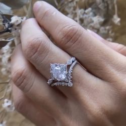 Moissanite 1.5 Carat White Gold lace halo wedding engagement Sterling Silver ring