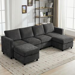 107”Modular Sectional Sofa Convertible U Shaped Sofa Couch Set with Storage for Living Room, Modern 6 Seater Modular Sectional Couch with Movable Otto