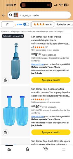 Contenedores de agua para enfriar alimentos