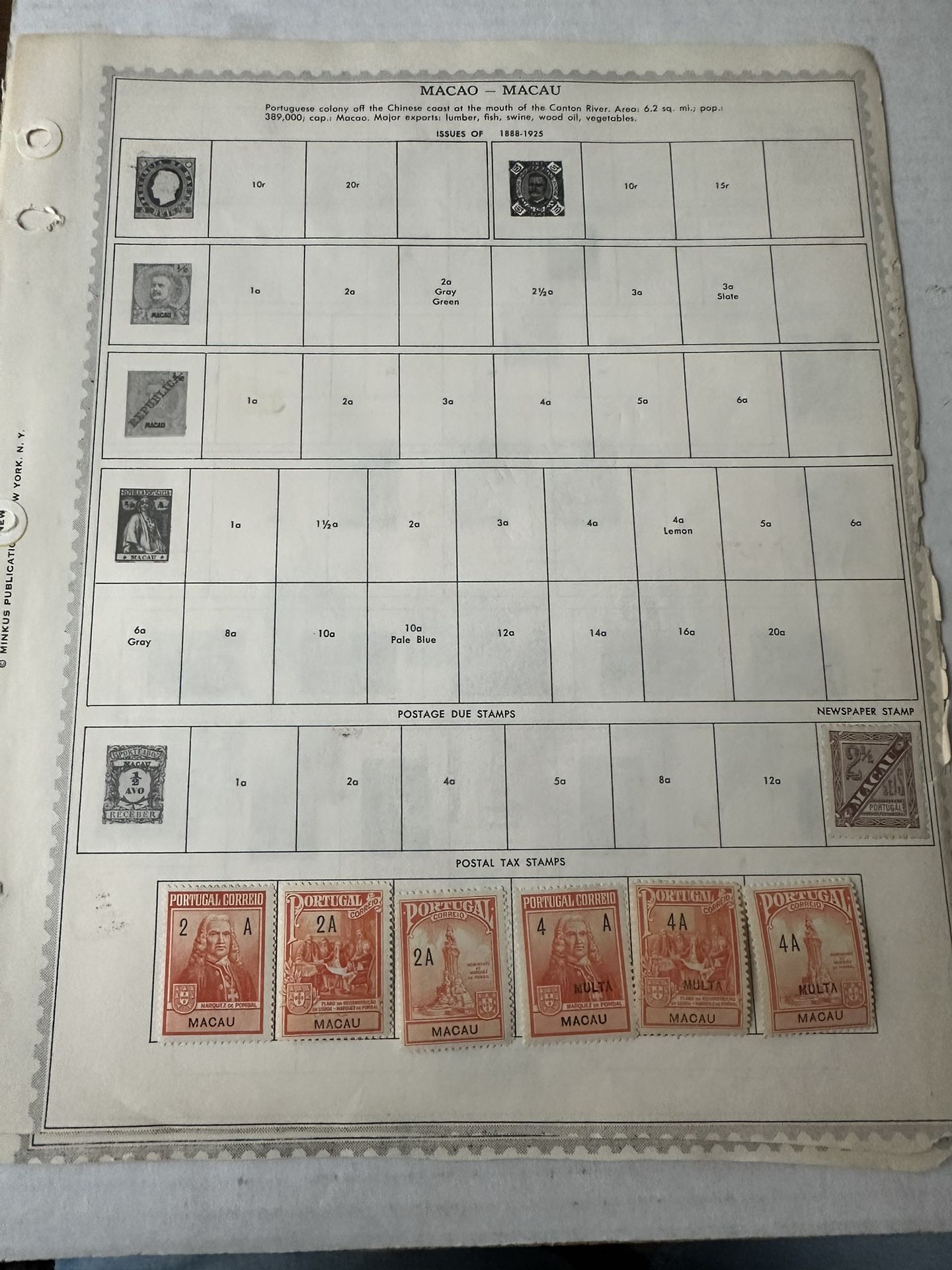 Macau Portuguese Colony On Minkus Paper Total Of 45 Stamps