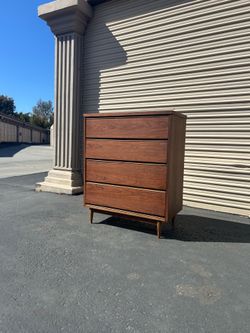 Mid Century Modern Refinished Highboy Dresser.