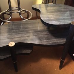 Danish Modern Step Up Gray End Tables- Pair  Unique 