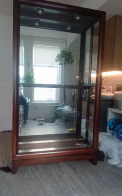 Two way sliding door curio chocolate cherry