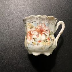 Antique 1890s Hand-Painted Floral Bone China Porcelain Creamer Toothpick Holder