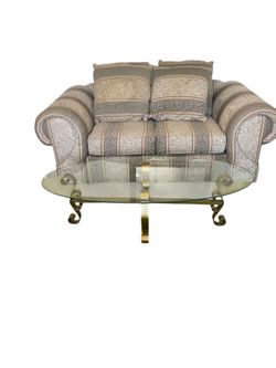 Brass And Thick Glass Coffee Table