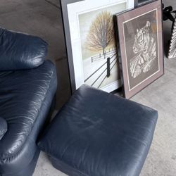 ALL For $80 Leather Chair, Ottoman, Table, Mirror, Pictures 