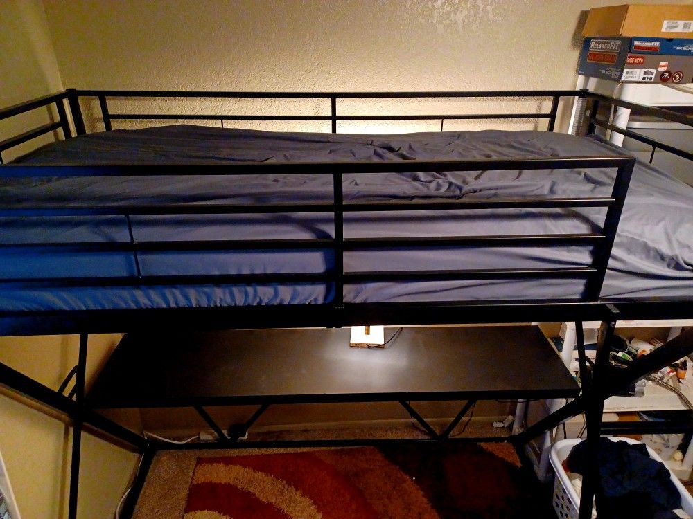 Black Twin Study Loft Bunk Bed