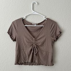 Ruched V-neck Ribbed Top