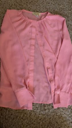 Pink Button-Up Long Sleeve Blouse