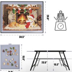 Puzzle Table with Drawers Adjustable Height 1500pcs,Foldable for Storage 3 in 1 Jigsaw Puzzle Table with Legs,Puzzle Tables for Adults with Drawers