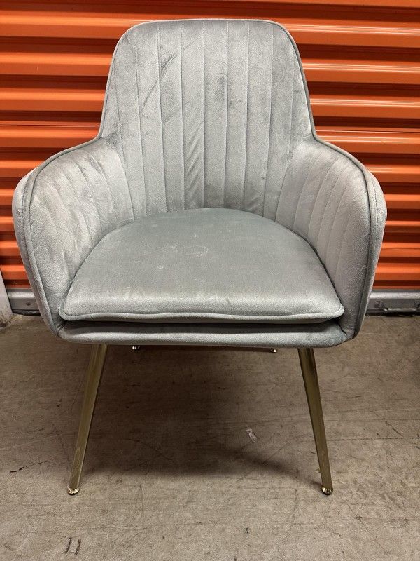 Velvet Gray Chair Accent Dining Chair with Gold Metal Legs Retail Price:$379