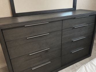 Modern Black 8 Drawer with Mirror
