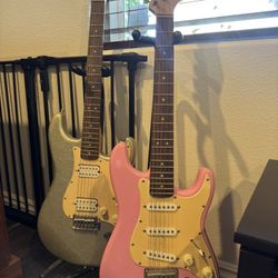 Fender Squier Electric Guitars- Pink And Silver 