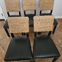 Set of 6 Woven Back Chairs