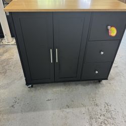 New Island Black And Natural Wood Fully Assembled 