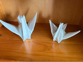 Ethan Allen White Ceramic Origami Cranes