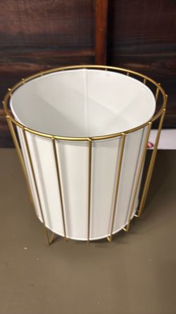 White and Gold Metal Planter Pot
