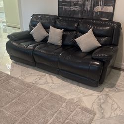 Sofa Set Black Leather